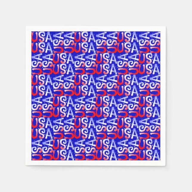Word Art USA Text,Blue PAPER PARTY NAPKINS Serviette (Vorderseite)