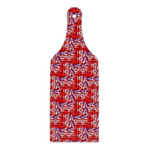 Word Art USA Text, Red CUTTING BOARD PADDLE Schneidebrett