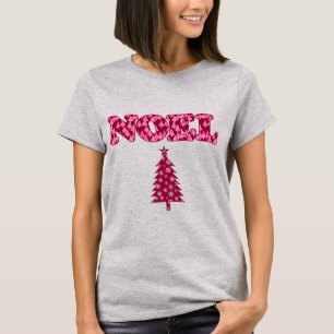 Word Art - Weihnachten Gemustert mit Bäumen Burgun T-Shirt