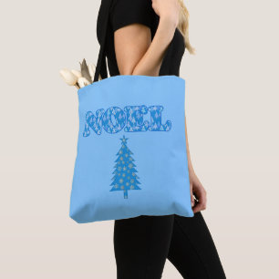 Word Art - Weihnachten Gemustert mit Bäumen Light  Tasche