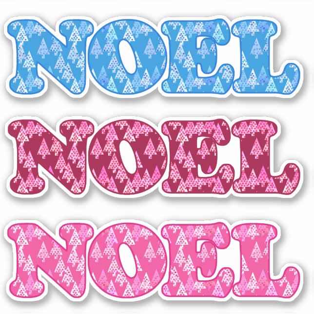 Word Art - Weihnachten Gemustert mit Weihnachtsbäu Aufkleber (Vorderseite)