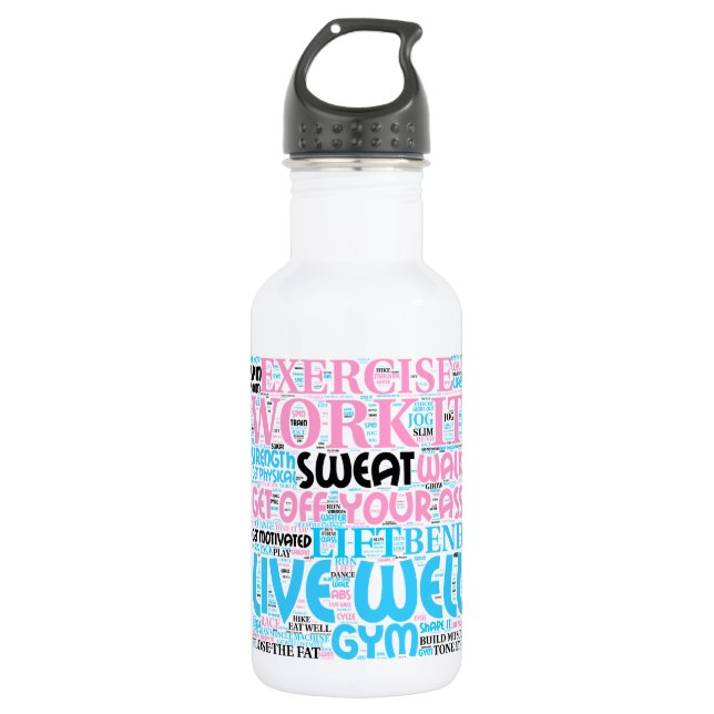Word Cloud ausüben Trinkflasche (Vorderseite)