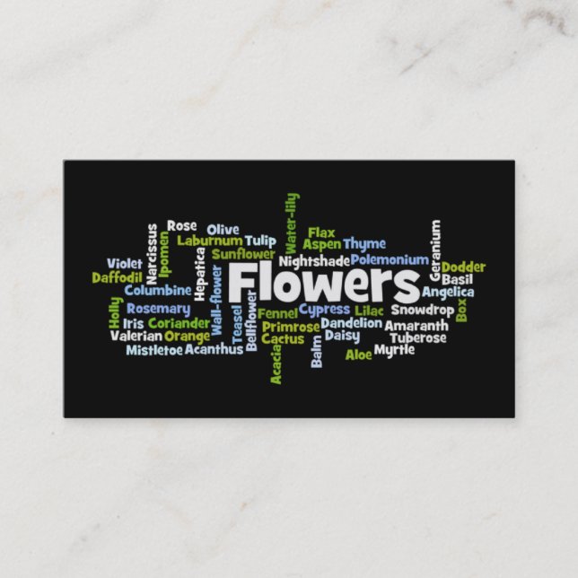 Word Cloud Blume Visitenkarte (Vorderseite)