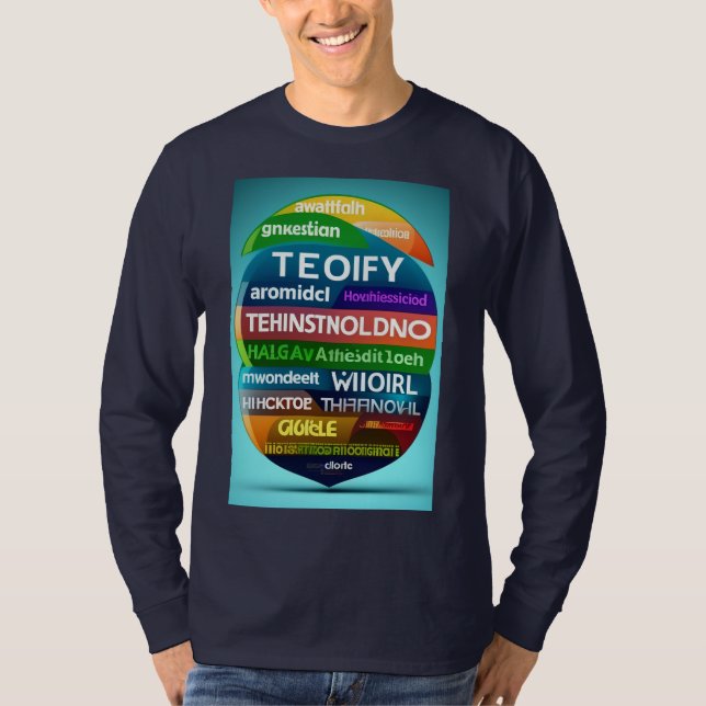 Word Cloud utilisant un T-shirt à manches complète (Devant)
