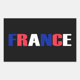 Word FRANCE in tricolor color flag of the country Rechteckiger Aufkleber
