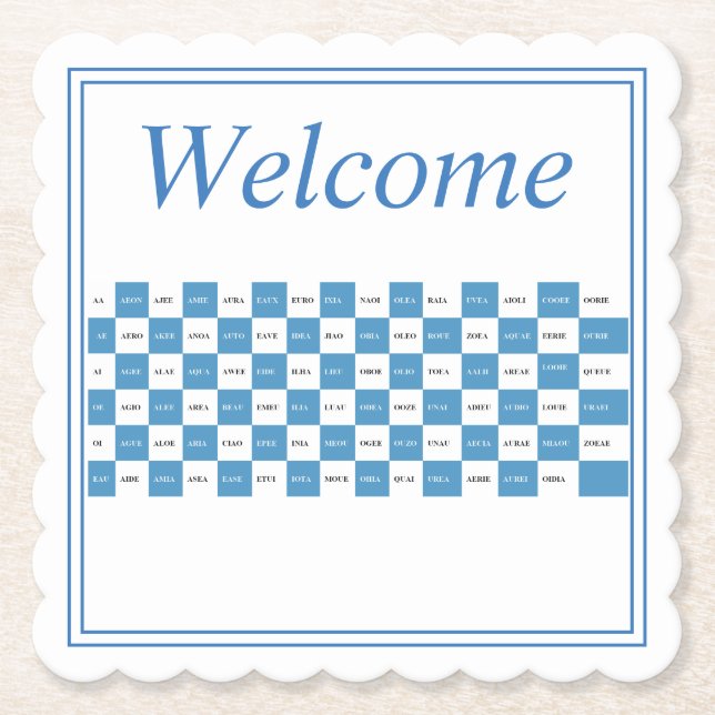 Word Game Cheat Sheet Wörter mit Vokalen Untersetzer (Vorderseite)