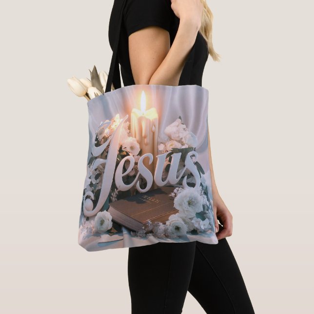 Word Jésus sacs fourre-tout chrétien (De près)
