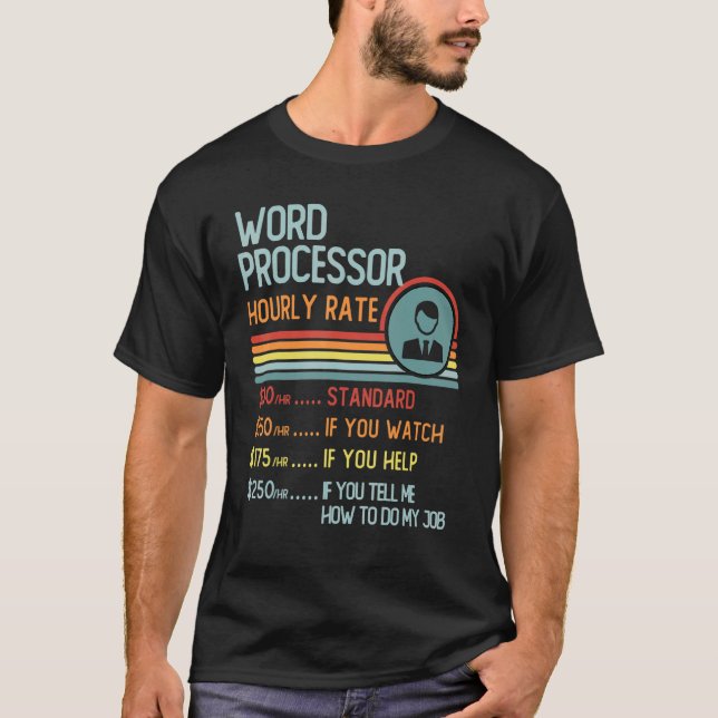 Word Processor Hourly Rate T-Shirt Retro Job Title (Vorderseite)