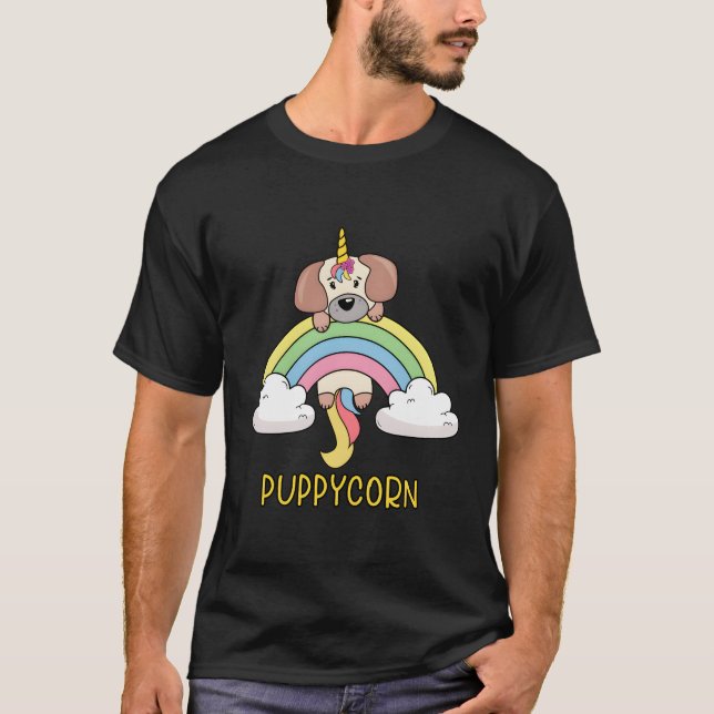 Word Puppycorn Rainbow Cloud T-Shirt (Vorderseite)