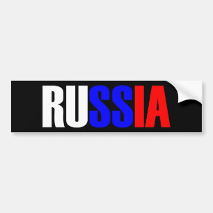Word RUSSLAND in trifarbiger Flagge des Landes Autoaufkleber