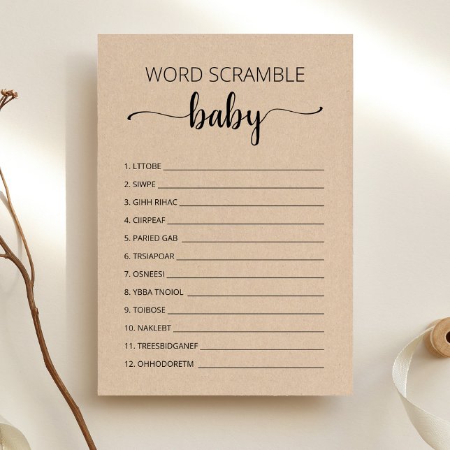 Word Scramble Baby Game Baby Shooting Party Card Einladung (Von Creator hochgeladen)
