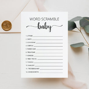 Word Scramble Baby Jeu Baby shower partie Carte