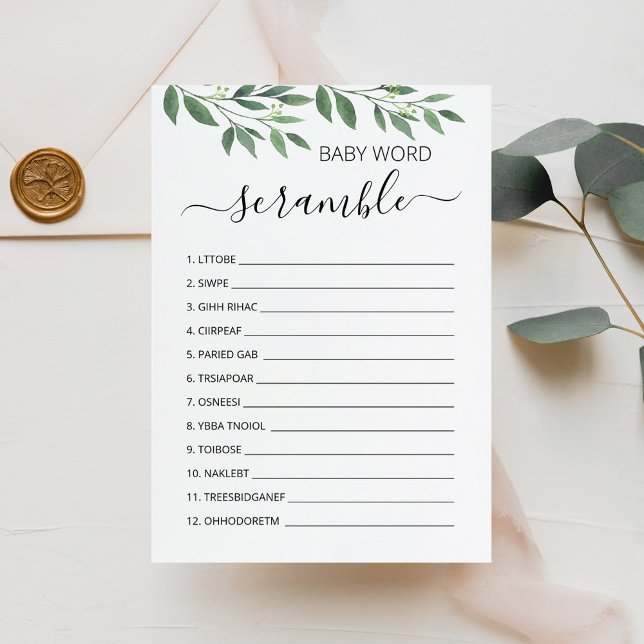 Word Scramble Baby Jeu Baby shower partie Carte (Créateur téléchargé)