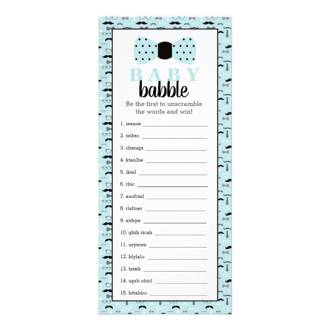 Word Scramble Baby Shower Game, 25 Pack Werbekarte (Vorne)