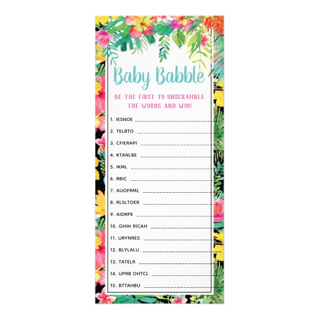 Word Scramble Baby Shower Game, 25 Pack Werbekarte (Vorne)
