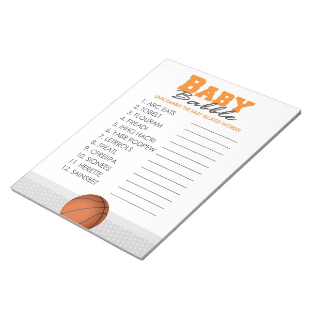Word Scramble Basketball Baby Showroom Notizblock (angewinkelt)