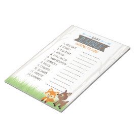Word Scramble Blue Woodland Baby Showspiel Pack Notizblock
