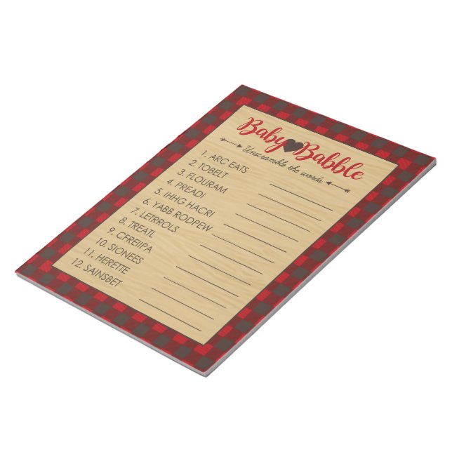 Word Scramble Flannel Baby Showspiel Pack Notizblock (angewinkelt)