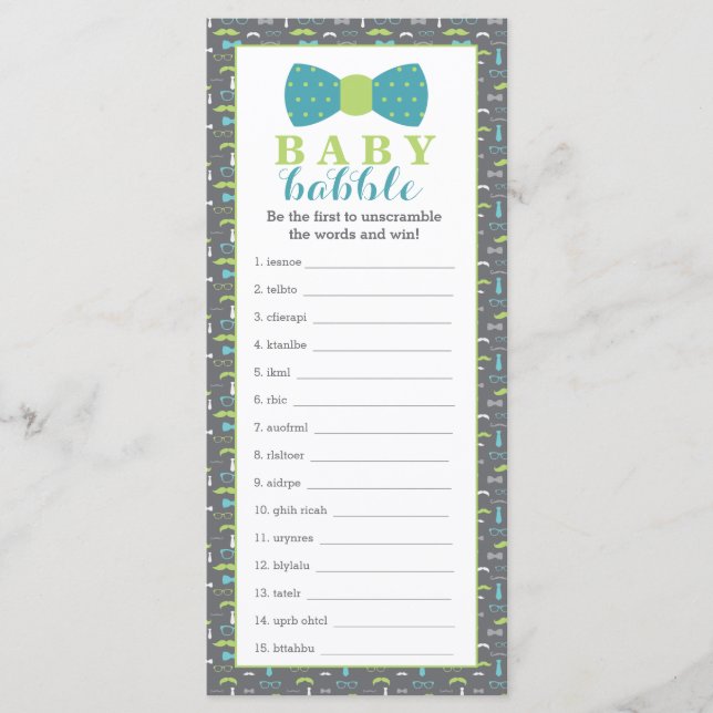 Word Scramble Game, Baby Shower, 25 Pack (Vorderseite)