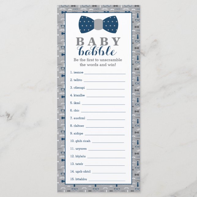 Word Scramble Game, Baby Shower Game, Little Man (Vorderseite)