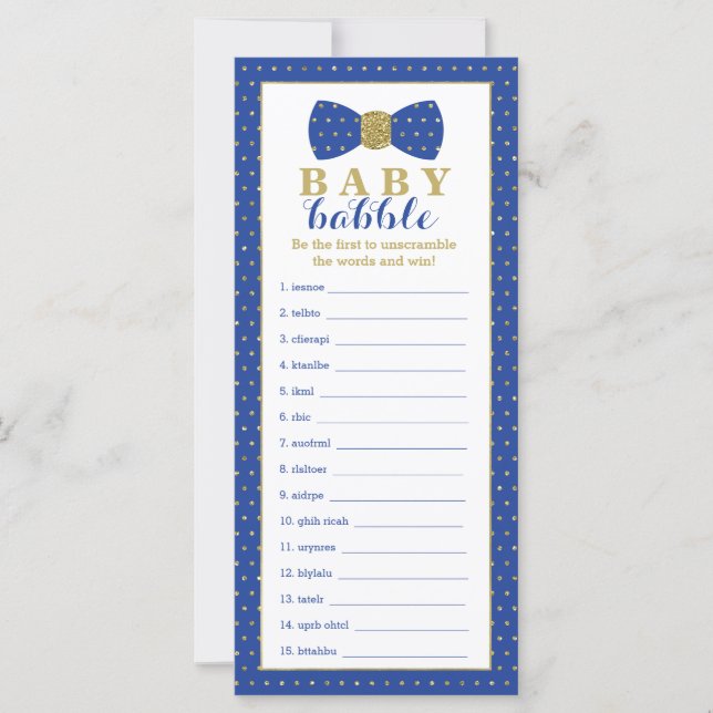 Word Scramble Game, Baby Shower Game, Little Man (Vorderseite)
