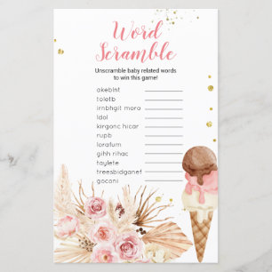 Word Scramble Game Boho Pampas Grass Ice Creme