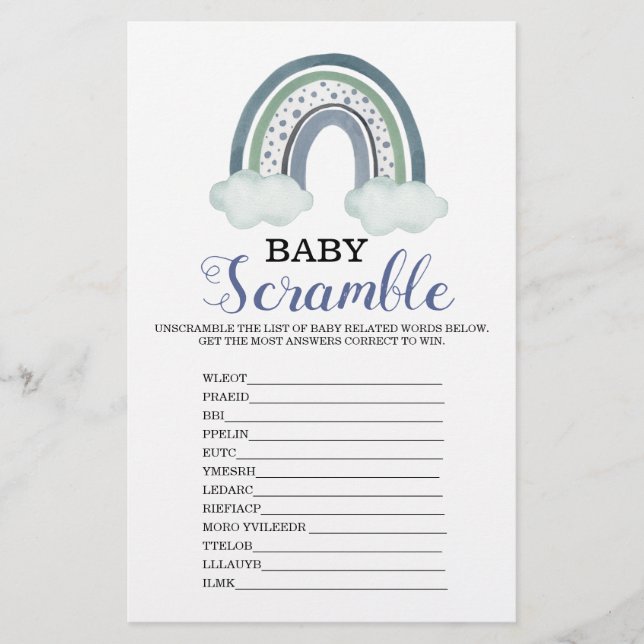 Word Scramble Rainbow Baby Showspiel (Vorderseite)