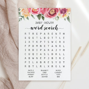 Word Search Game Baby Shooting Party Card Einladung