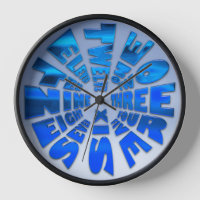 Word Time Clock Blau