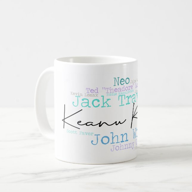 Wordart Keanu mit Kinocharakter Kaffeezubereitung  Kaffeetasse (Vorderseite Links)