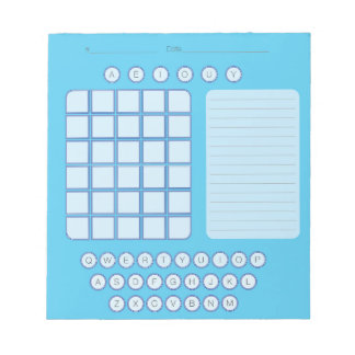 Wordle Scratch Pad Notepad - Blau Notizblock