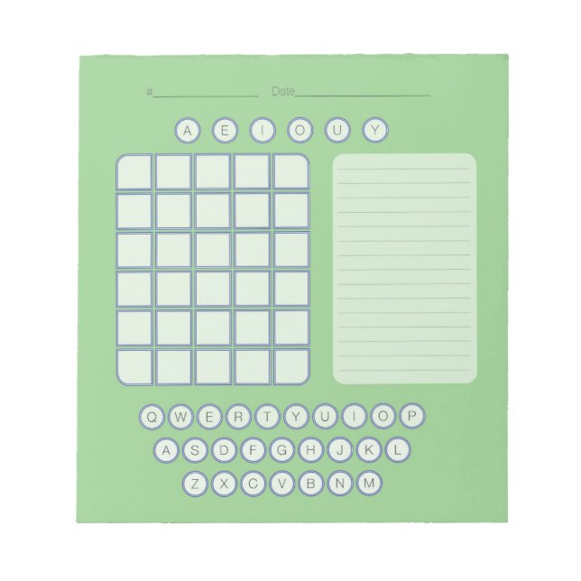 Wordle Scratch Pad Notepad - Grün Notizblock (Vorderseite)