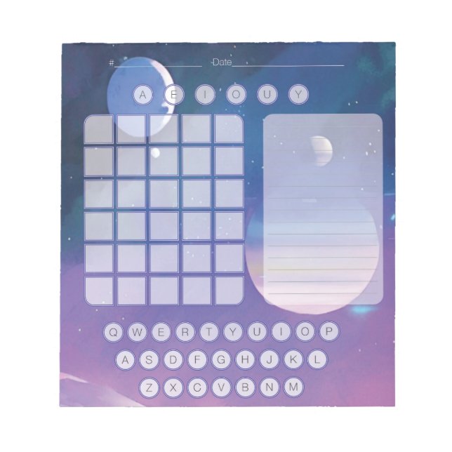 Wordle Scratch Pad Notepad - Leertaste Notizblock (Vorderseite)