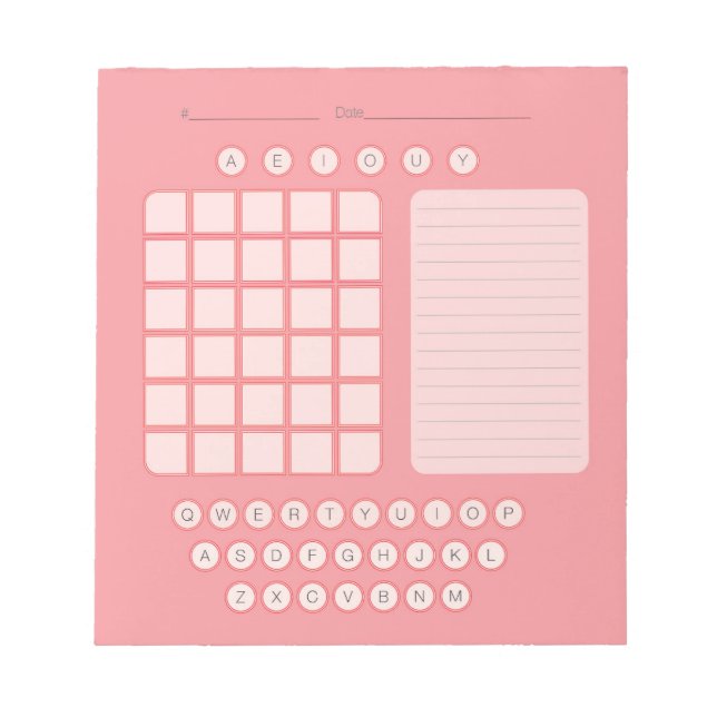 Wordle Scratch Pad Notepad - Rosa Notizblock (Vorderseite)