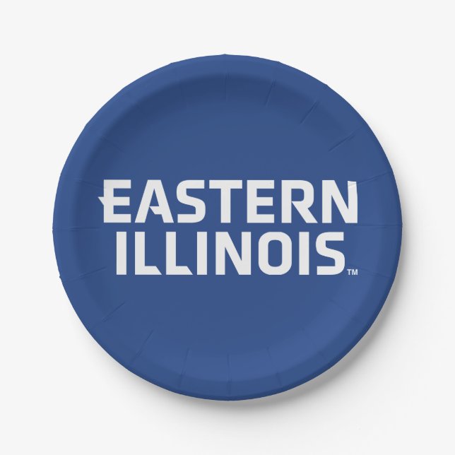 Wordmark-Logo der Universität Ost-Illinois Pappteller (Vorderseite)