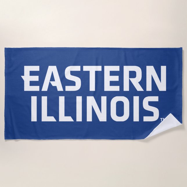 Wordmark-Logo der Universität Ost-Illinois Strandtuch (Vorderseite)