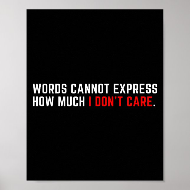 Words Cannot Express How Much I Don't Care  Poster (Vorne)