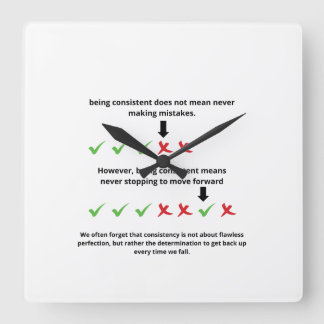 words of motivation quadratische wanduhr