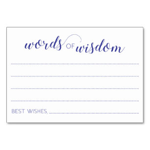 Words of Wisdom Navy Bleu Mariage carte de conseil