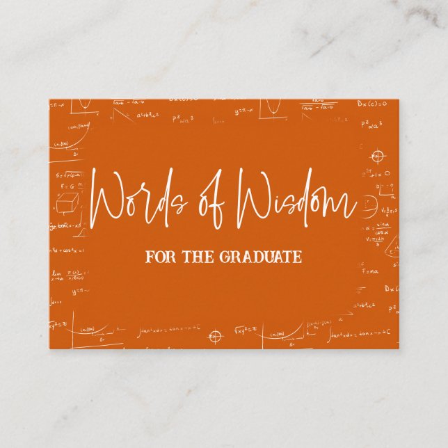 Words of Wisdom Orange Math Graduation Advice Begleitkarte (Vorderseite)
