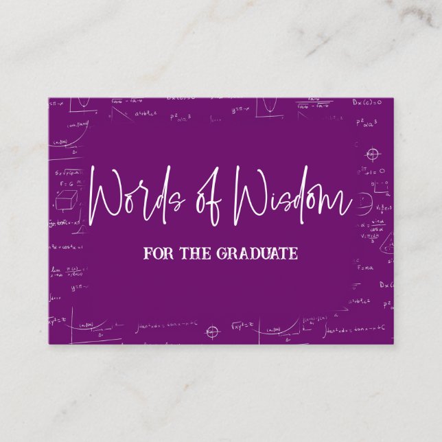 Words of Wisdom Purple Math Graduation Advise Begleitkarte (Vorderseite)