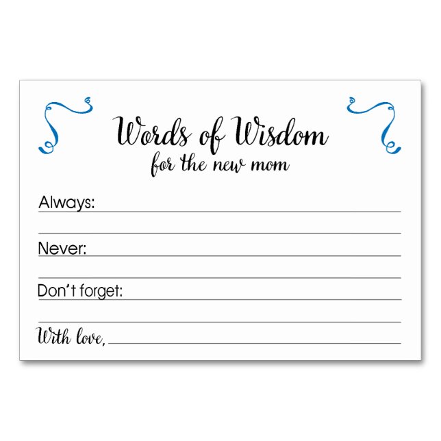 Words Wisdom Conseils Cartes Nouveau Baby shower M (Devant)