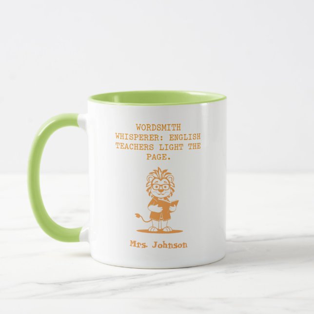 Wordsmith Whisperer Englischlehrer Design Tasse (Links)
