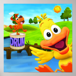 WordWorld Tanzender Hund und Ente Poster