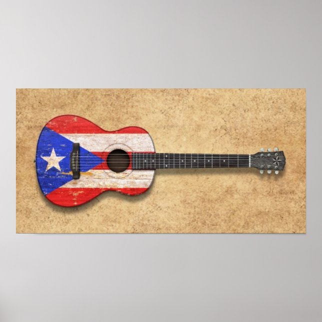 Worin Puerto Rico Flag Acoustic Guitar Poster (Vorne)