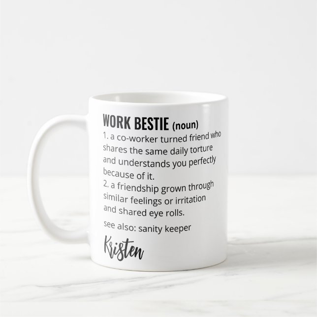 Work Bestie Eis-Kaffeetasse, Work Bestie Geschenk, Kaffeetasse (Links)