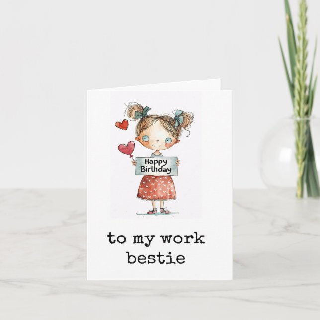 Work Bestie, Happy Birthday Coworker Card Karte (Vorderseite)