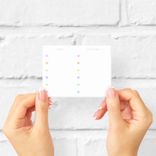 Work   Checkliste für persönliche Pastel Hearts Post-it Klebezettel