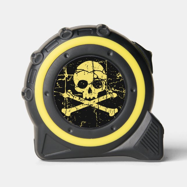 Work Cracked Skull and Crossbones Maßband (Vorderseite)