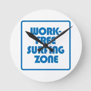 Work Free Surfing Zone Runde Wanduhr